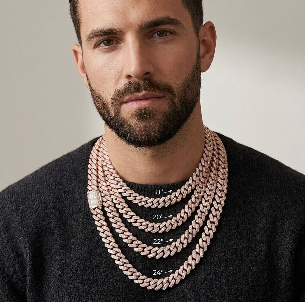 Moissanite Rose Gold Cuban Link Chain